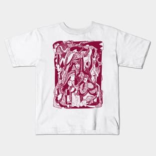 Abstract Wave of Thoughts No 4 Burgundy Kids T-Shirt